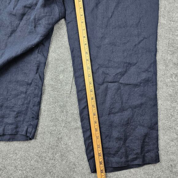 Quince Linen Pants Womens Large Navy Cropped Pull On Coastal Minimal European - Picture 4 of 8